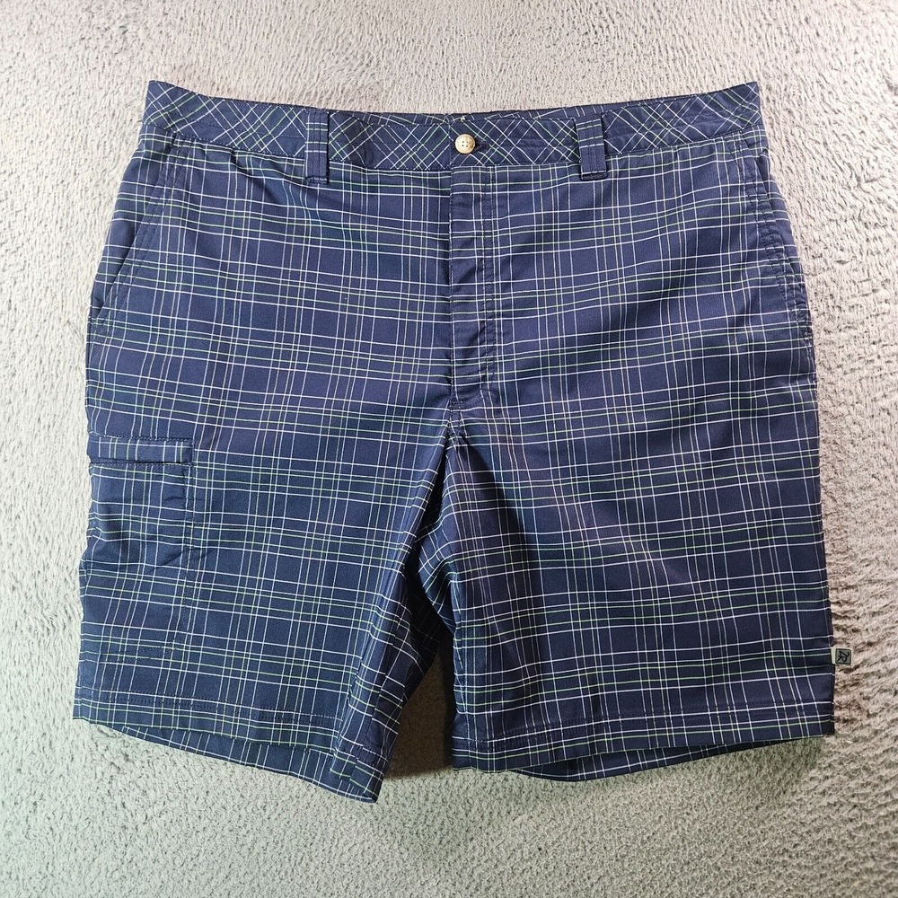 Zero Restriction Tour Series Shorts Men 38 x 9 Navy‎ Blue Plaid